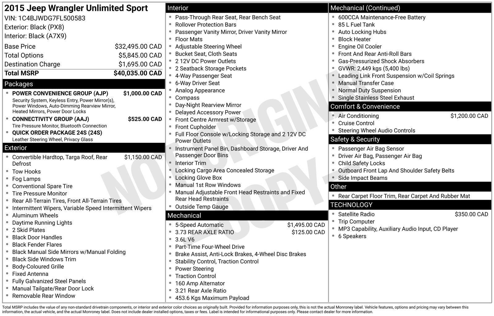 2015 Jeep Wrangler Unlimited Sport