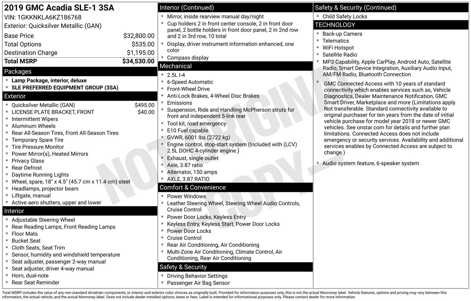 2019 GMC Acadia SLE