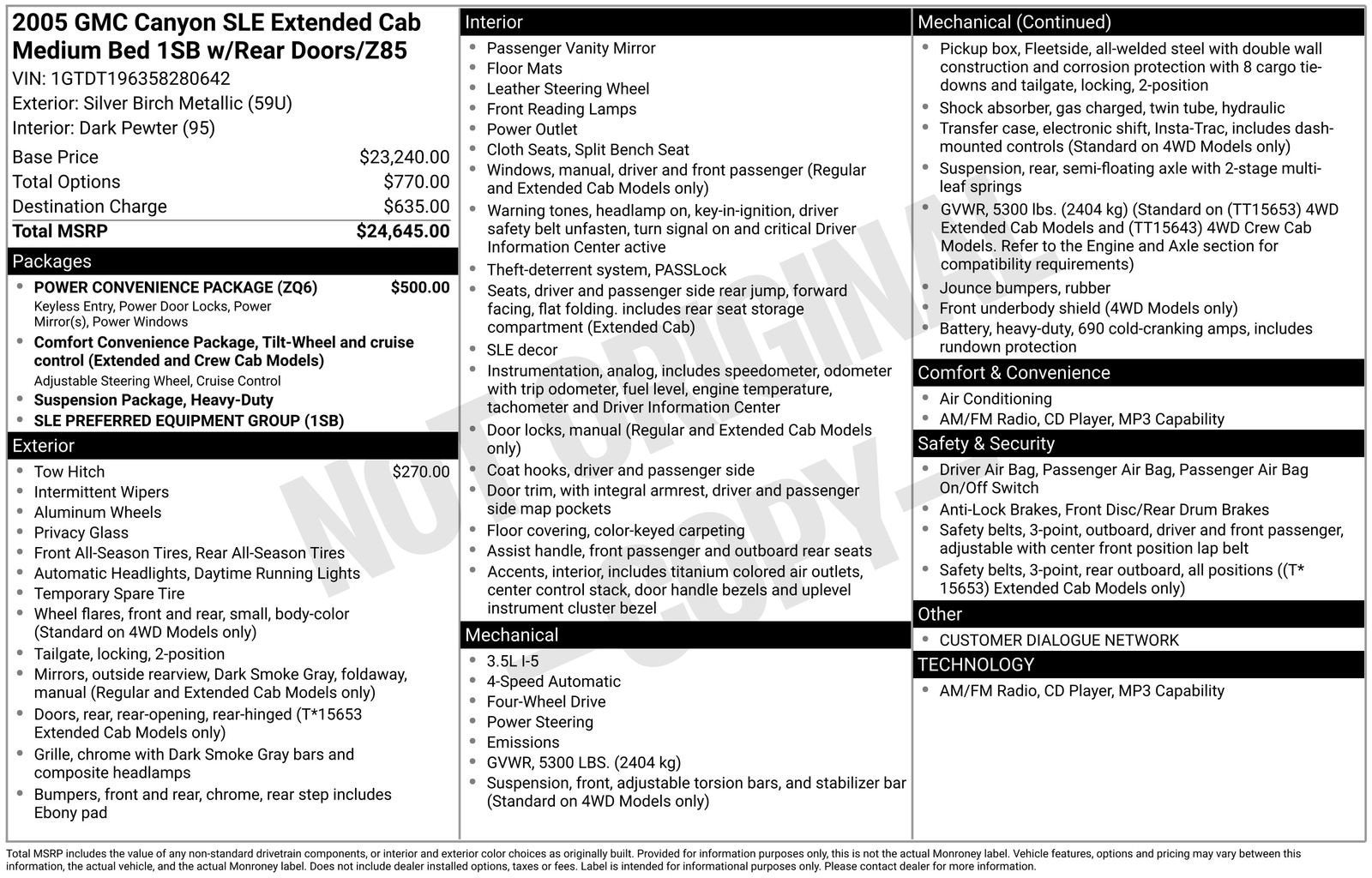2005 GMC Canyon SLE Z85