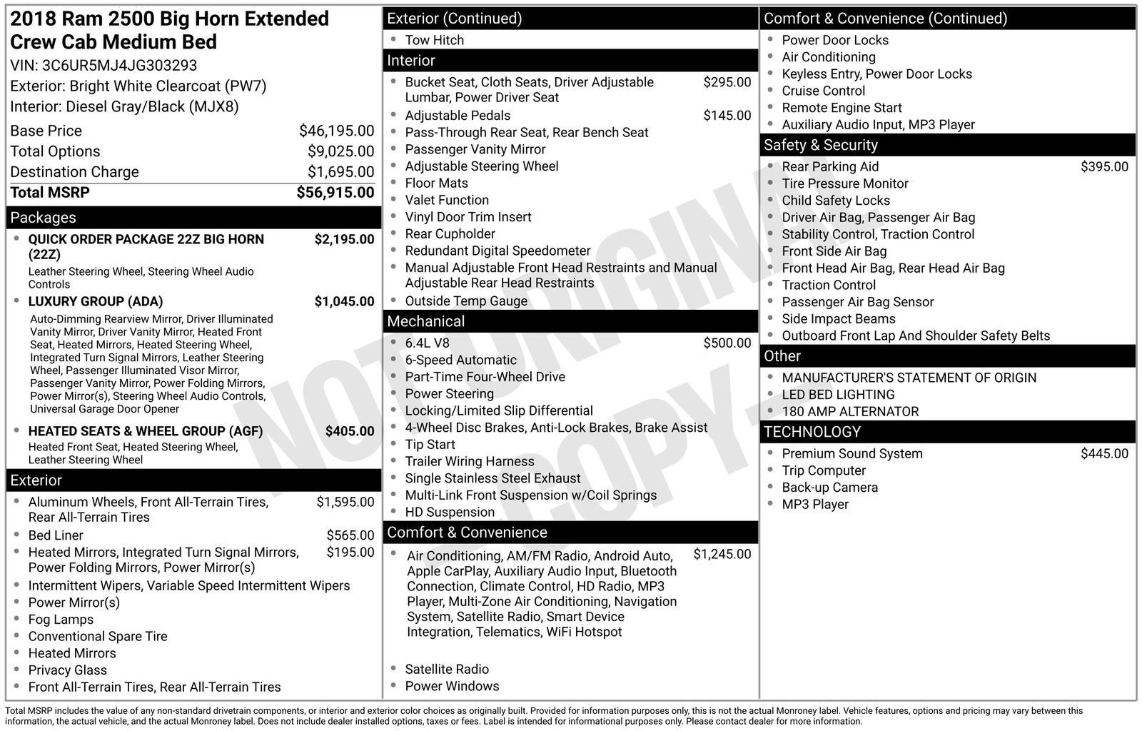 2018 RAM 2500 Big Horn