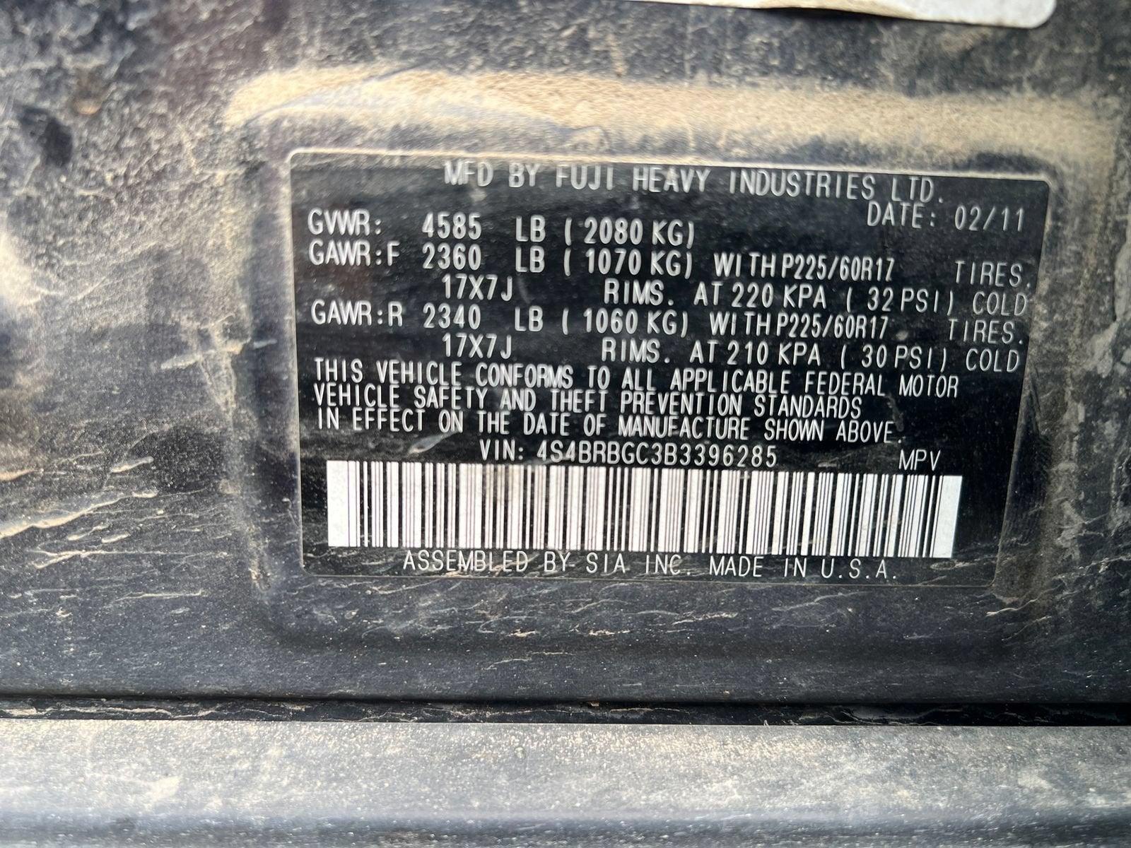2011 Subaru Outback 2.5i Prem AWP/Pwr Moon