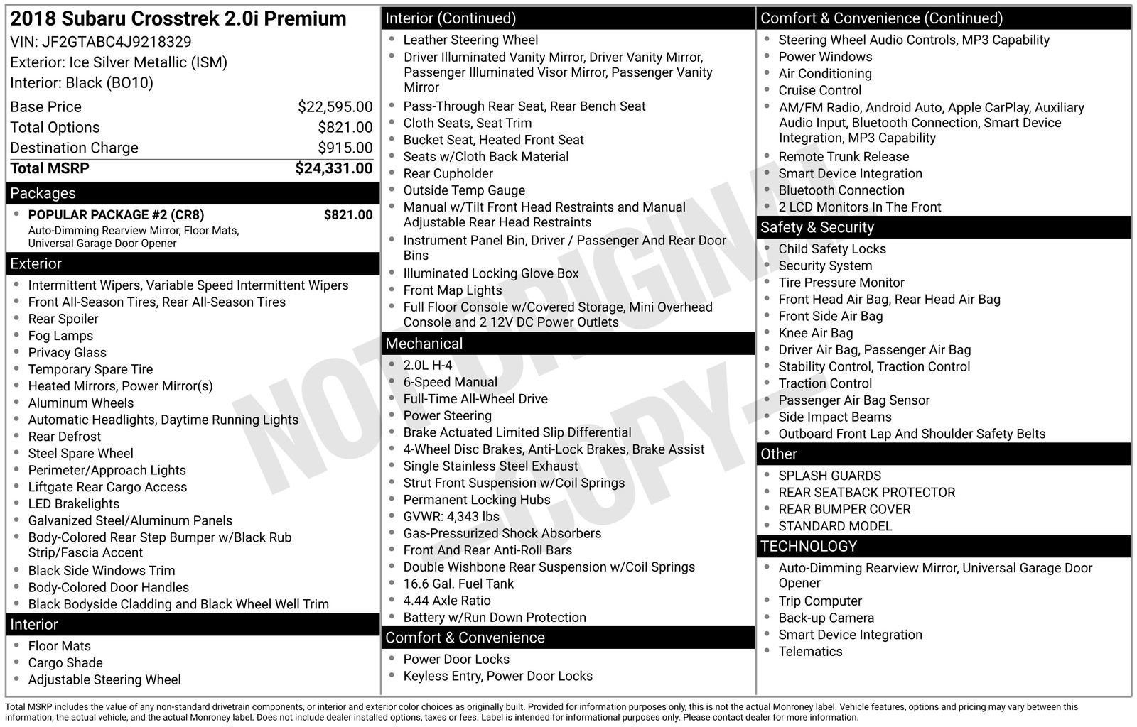 2018 Subaru Crosstrek Premium