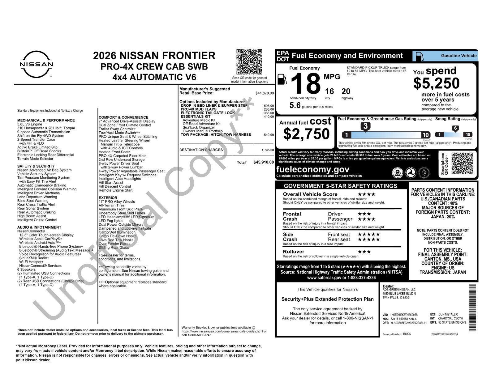 2026 Nissan Frontier PRO-4X