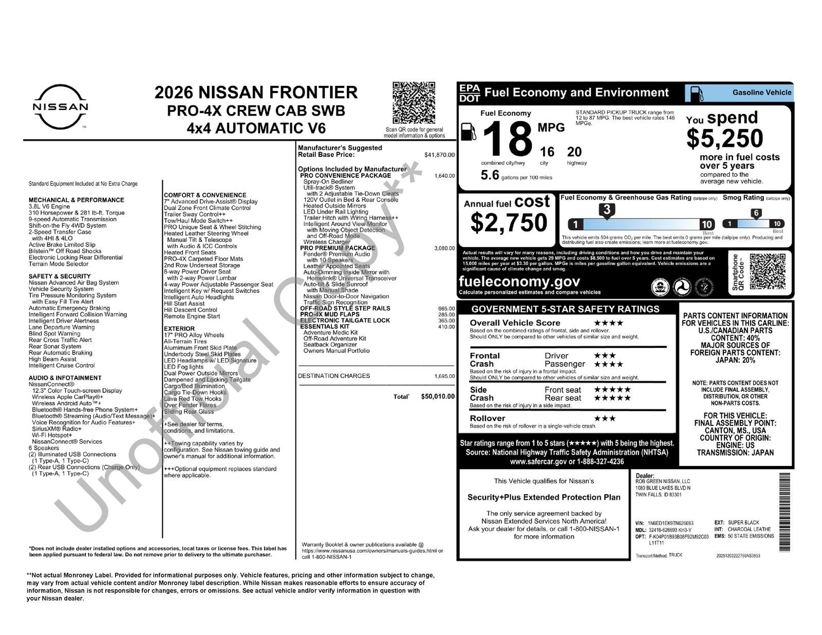 2026 Nissan Frontier PRO-4X