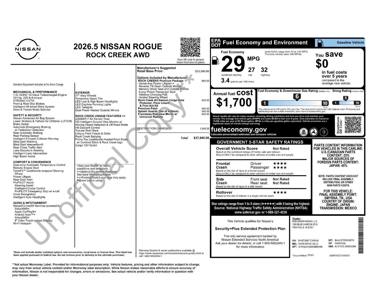2026 Nissan Rogue Rock Creek