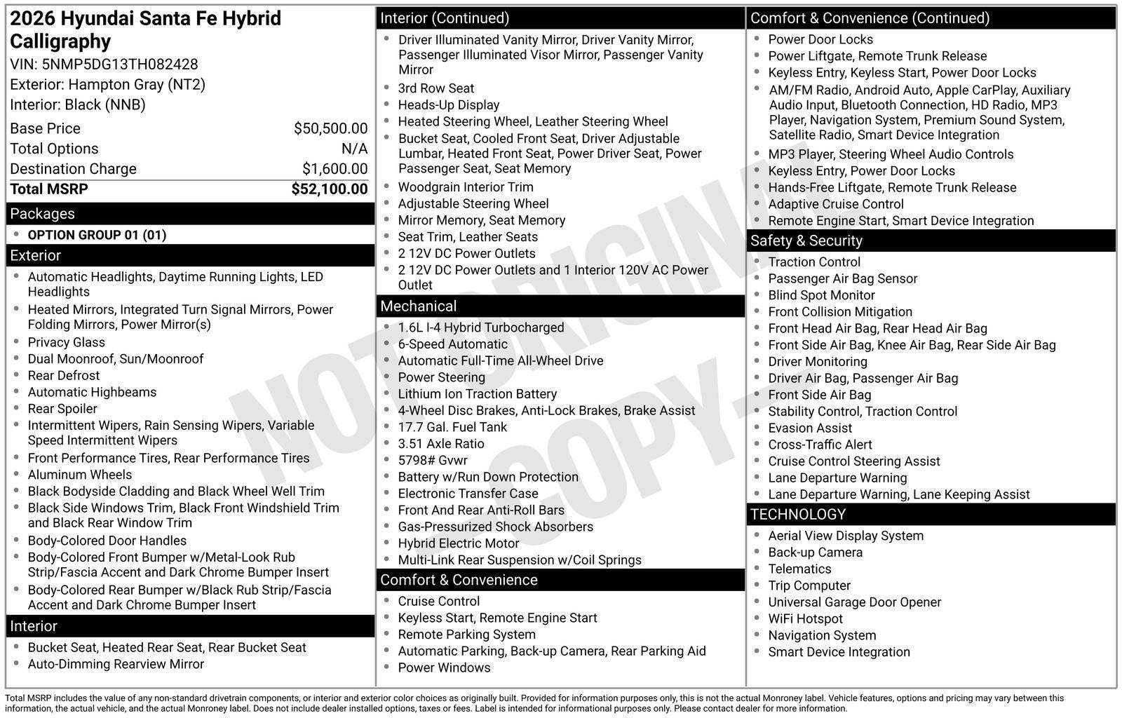 2026 Hyundai Santa Fe Hybrid Calligraphy