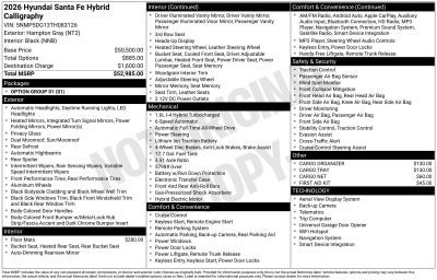 2026 Hyundai Santa Fe Hybrid Calligraphy