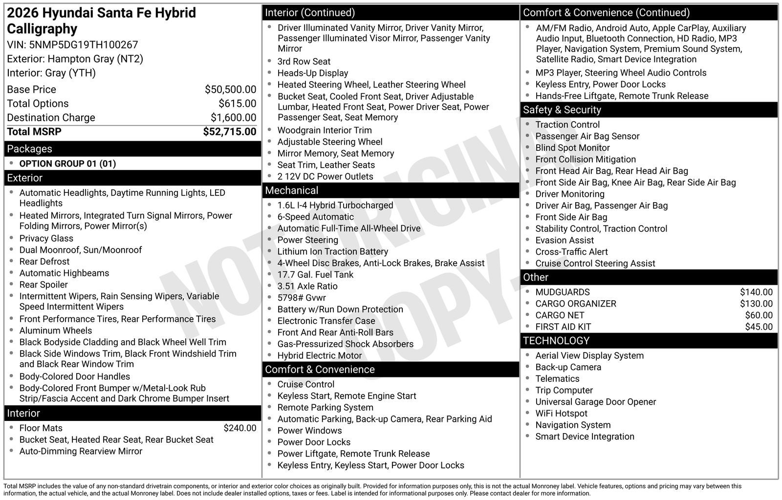 2026 Hyundai Santa Fe Hybrid Calligraphy