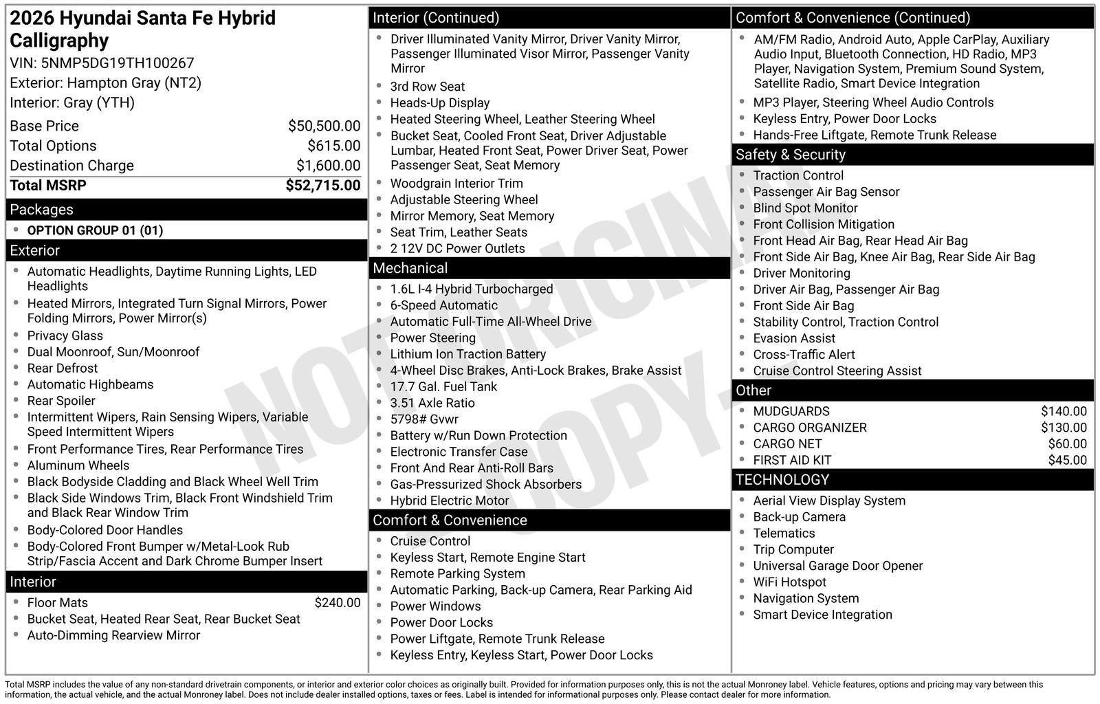 2026 Hyundai Santa Fe Hybrid Calligraphy