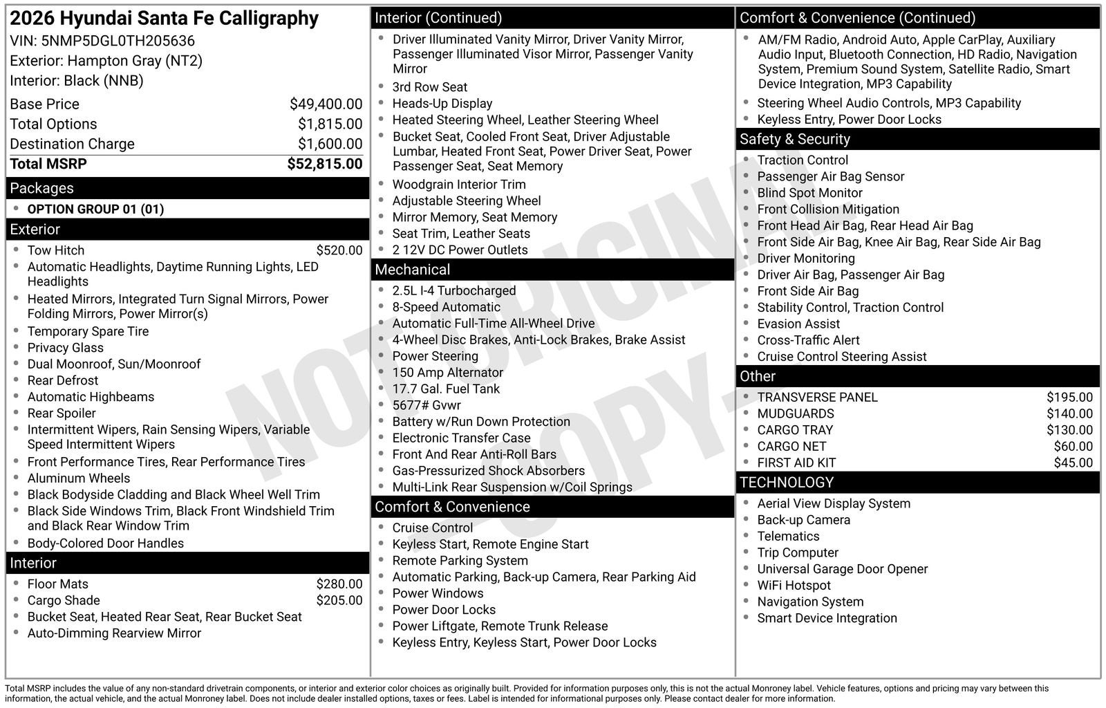 2026 Hyundai Santa Fe Calligraphy