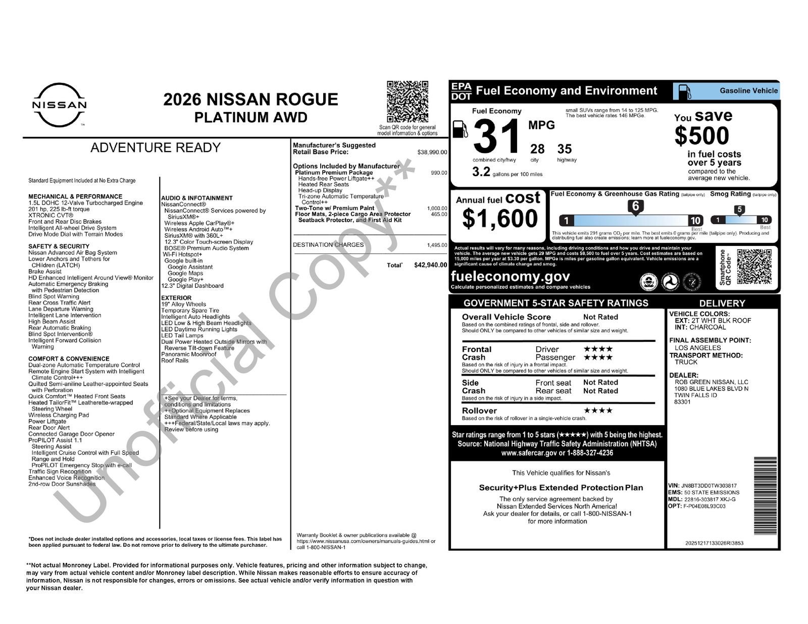 2026 Nissan Rogue Platinum