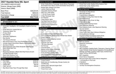 2027 Hyundai Kona SEL Sport