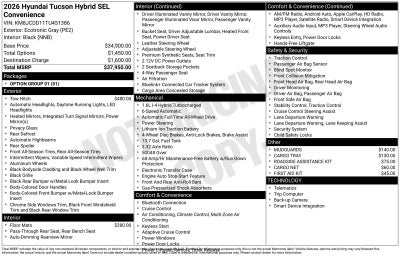 2026 Hyundai Tucson Hybrid SEL Convenience
