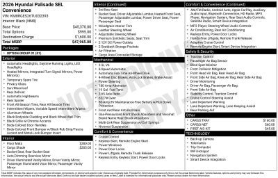 2026 Hyundai Palisade SEL Convenience