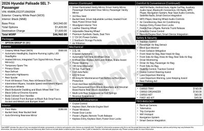 2026 Hyundai Palisade SEL 7 Passenger