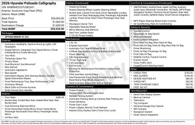 2026 Hyundai Palisade Calligraphy