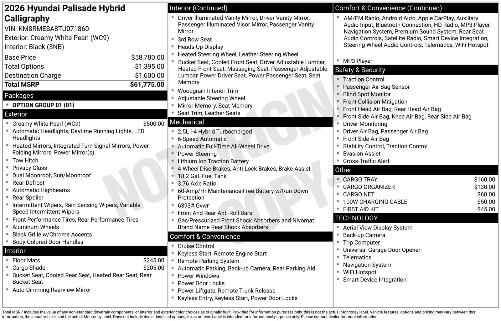 2026 Hyundai Palisade Hybrid Calligraphy