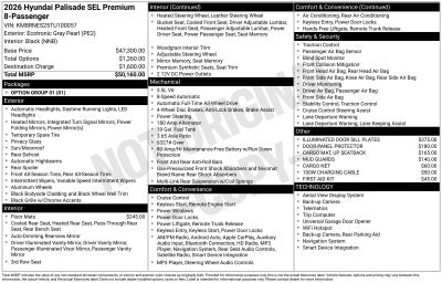 2026 Hyundai Palisade SEL Premium 8 Passenger