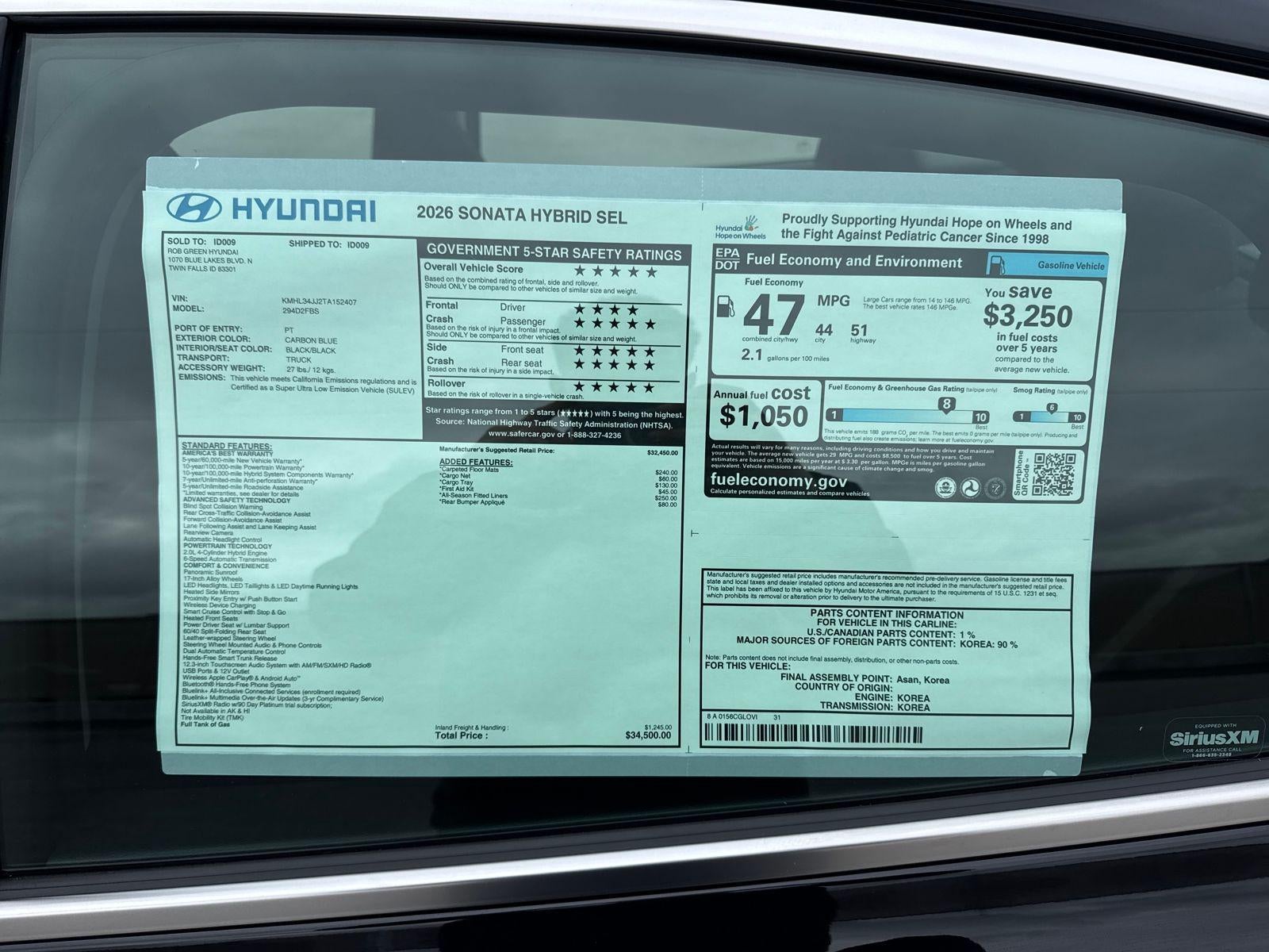 2026 Hyundai Sonata Hybrid SEL