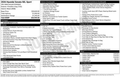 2026 Hyundai Sonata SEL Sport