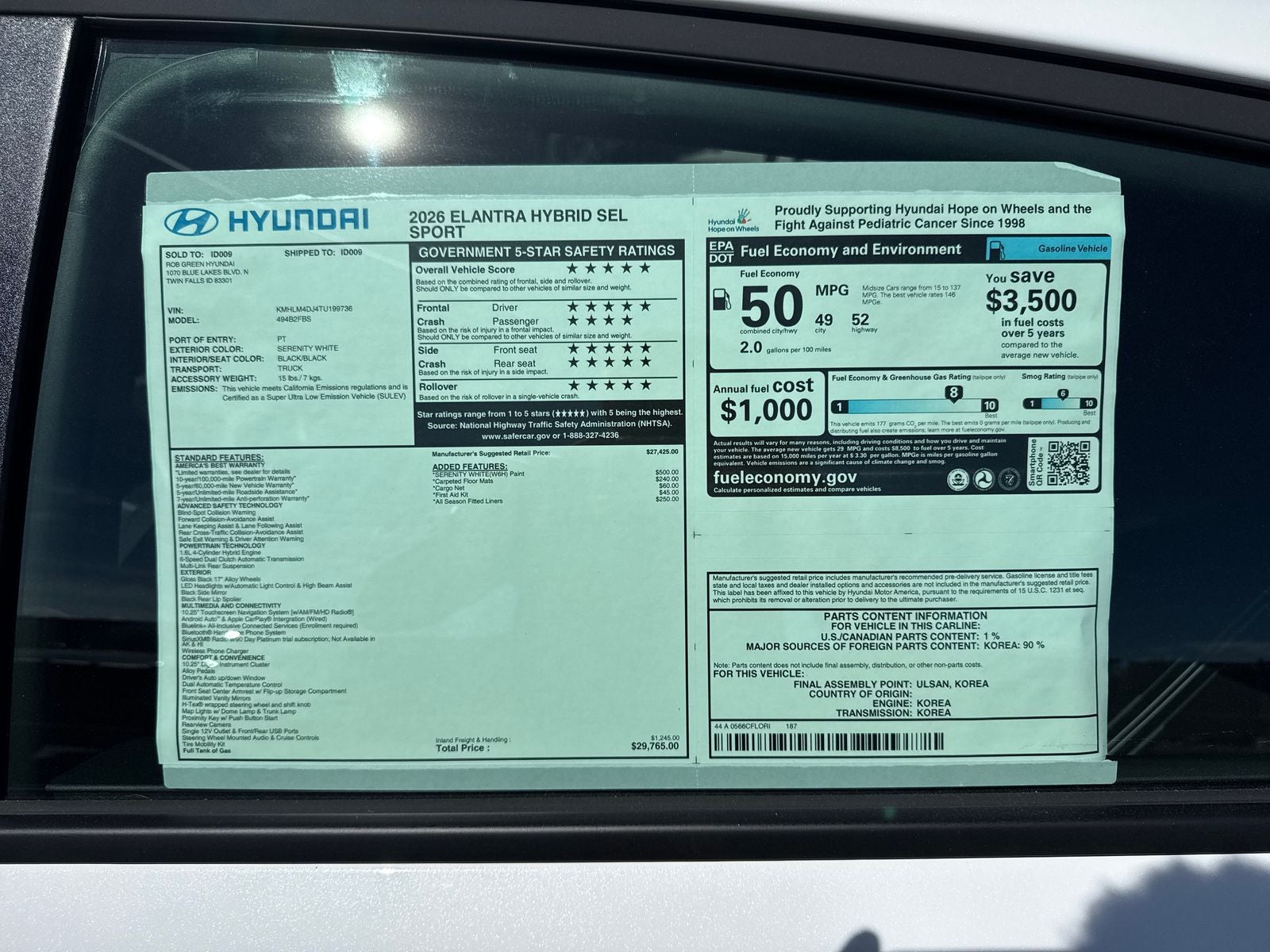 2026 Hyundai Elantra Hybrid SEL Sport