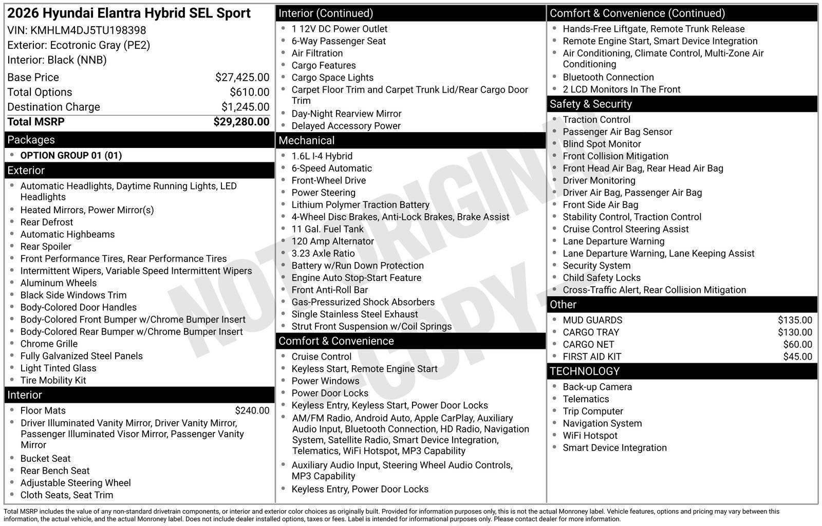 2026 Hyundai Elantra Hybrid SEL Sport