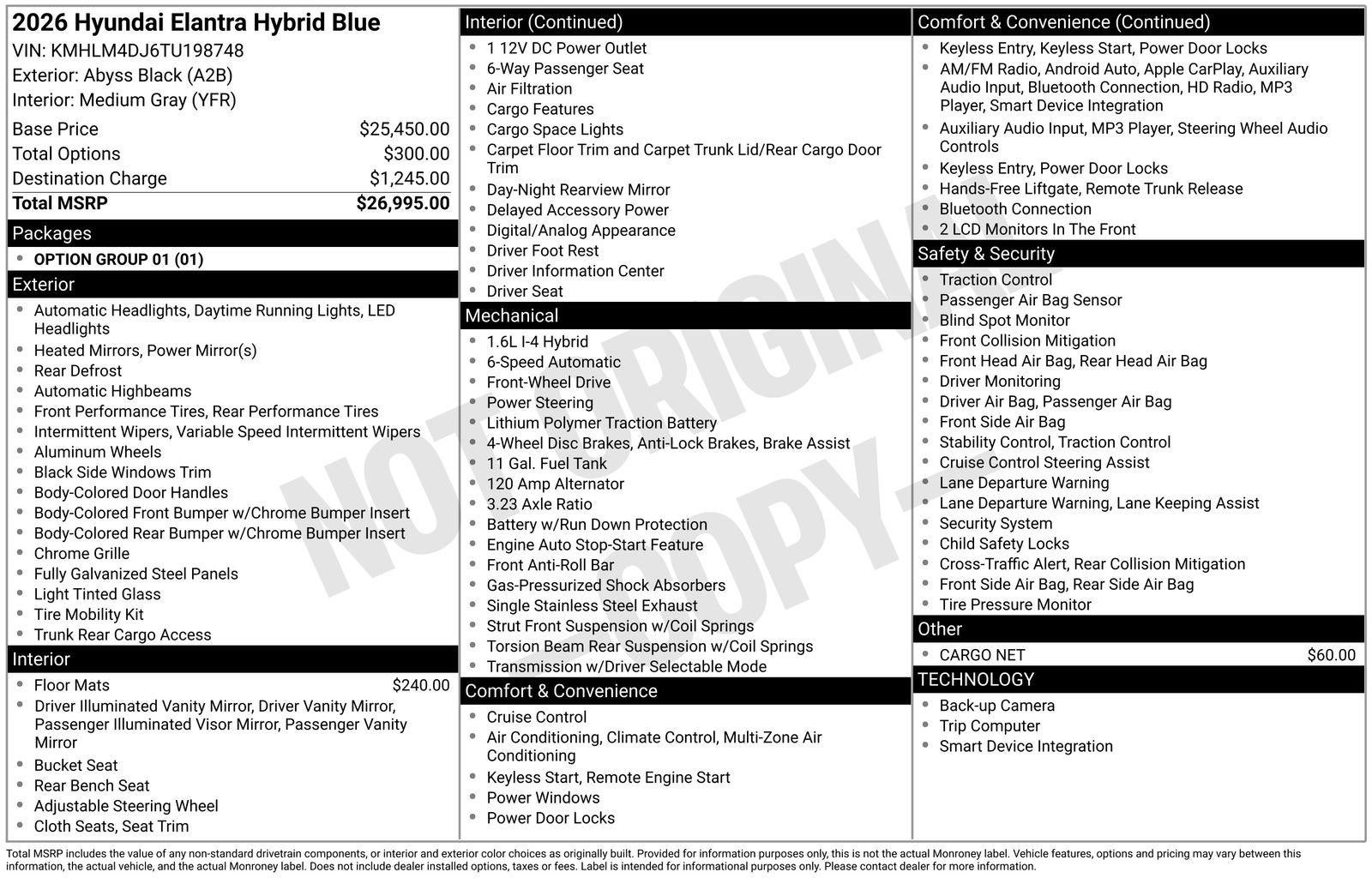 2026 Hyundai Elantra Hybrid Blue