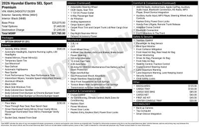 2026 Hyundai Elantra SEL Sport